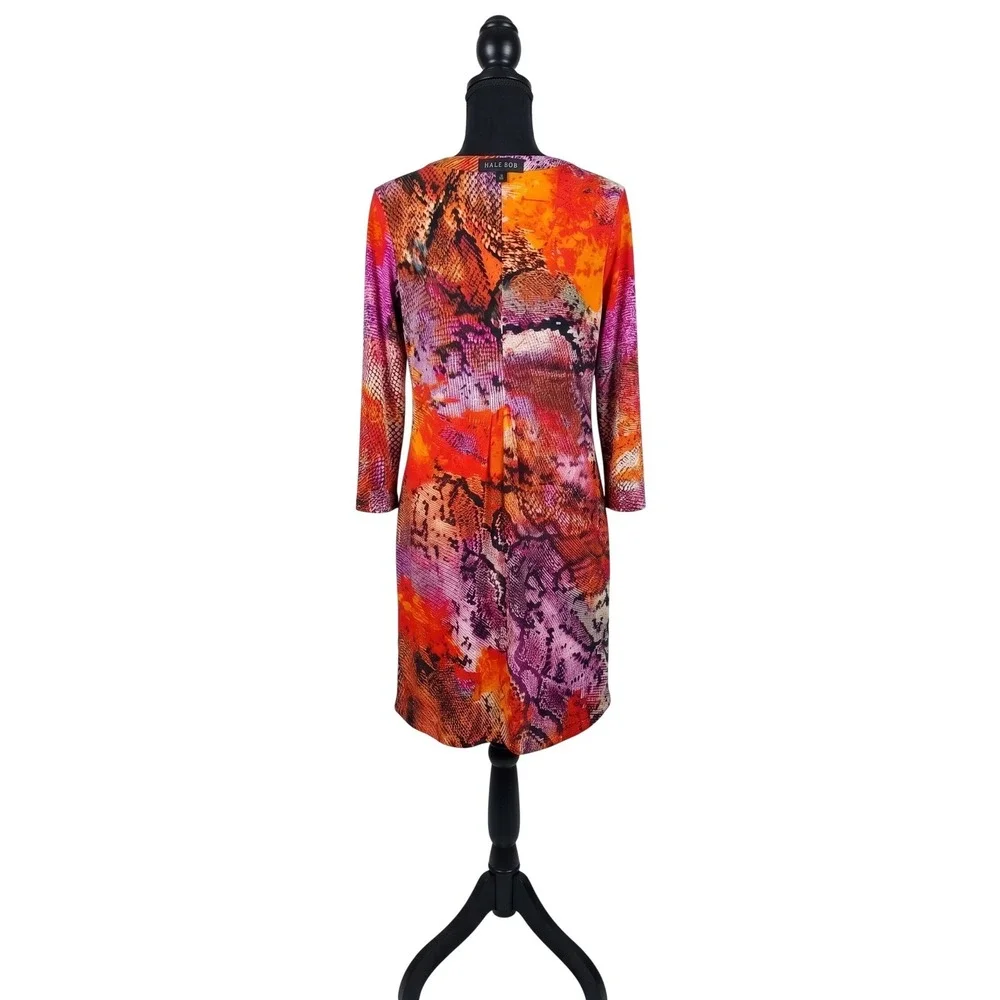 HALE BOB Lulie Jersey Dress Small Animal Print Mixed Media Red Orange NWT $238 - Picture 5 of 10